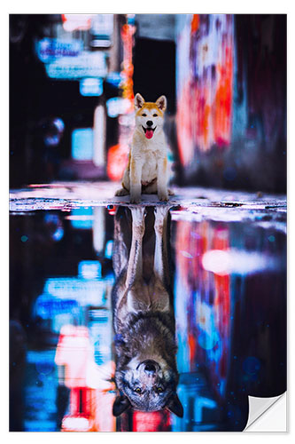 Selvklebende plakat Dream Big - Little Dog Becomes a Wolf