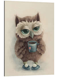 Alumiinitaulu Cute Owl with a Cup of Tea