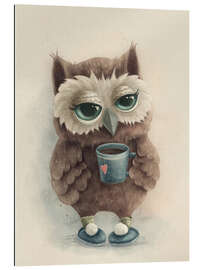 Quadro em plexi-alumínio Cute Owl with a Cup of Tea