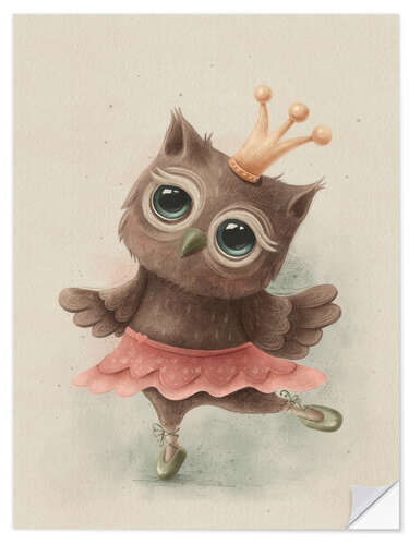 Selvklebende plakat Cute Owl Ballerina