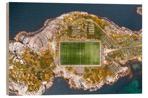 Holzbild Fußballstadion auf den Lofoten