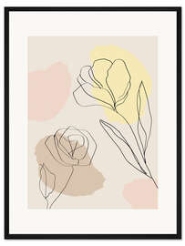 Gerahmter Kunstdruck Minimalistische Blumen
