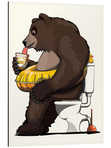 Tableau en aluminium Brown Bear on the toilet