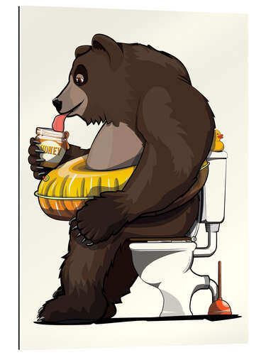 Galleritryck Brown Bear on the toilet