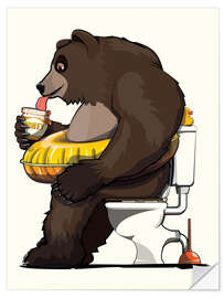 Wall sticker Brown Bear on the toilet