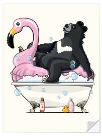 Wall sticker Asian Bear in the Tub