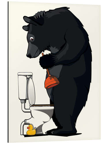 Tableau en aluminium Black Bear Unblocking Toilet