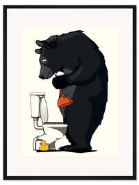 Gerahmter Kunstdruck Schwarzbär mit Pümpel
