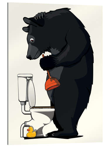 Stampa su plexi-alluminio Black Bear Unblocking Toilet