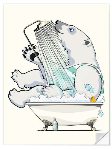 Sticker mural Polar Bear in the Shower