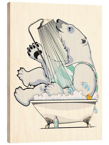 Cuadro de madera Polar Bear in the Shower