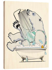 Quadro de madeira Polar Bear in the Shower