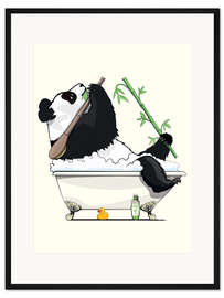 Gerahmter Kunstdruck Pandabär in der Wanne