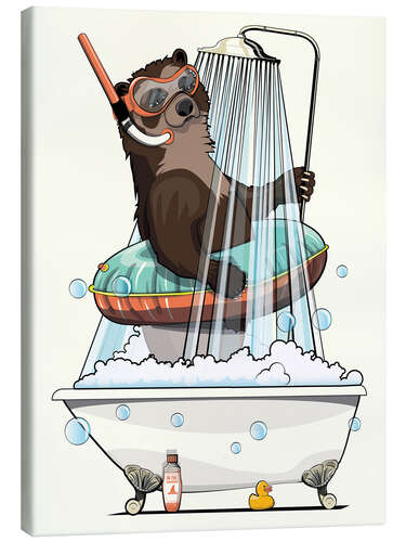 Canvas print Spectacled Bear in the Shower