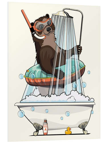 PVC print Spectacled Bear in the Shower