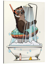 Magnettafel Brillenbär in der Dusche