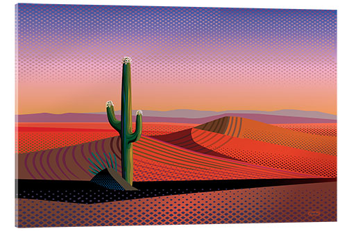 Stampa su vetro acrilico Cactus in Desert at Sunset