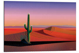 Magnettafel Kaktus in der Wüste bei Sonnenuntergang