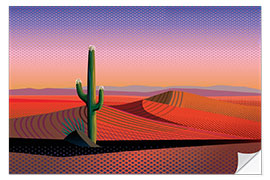 Selvklebende plakat Cactus in Desert at Sunset