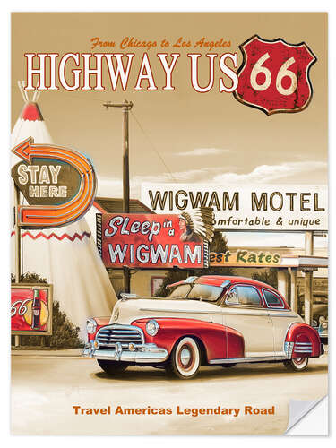 Selvklebende plakat Highway USA