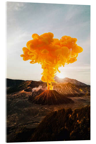 Acrylglas print Surreal Orange Smoke Volcano Eruption