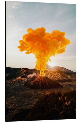 Aluminium print Surreal Orange Smoke Volcano Eruption