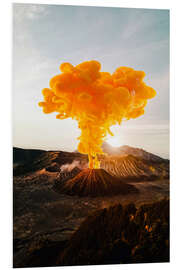 Quadro em PVC Surreal Orange Smoke Volcano Eruption