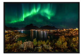Gerahmter Kunstdruck Polarlichter auf den Lofoten