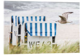 Stampa su vetro acrilico Beach Chair With Seagull
