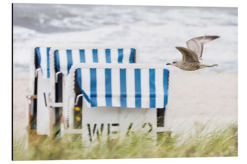 Tableau en aluminium Beach Chair With Seagull