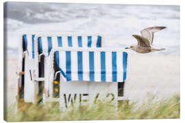 Tableau sur toile Beach Chair With Seagull