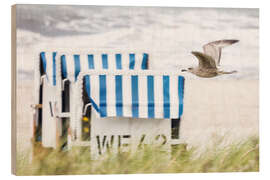 Wood print Beach Chair With Seagull