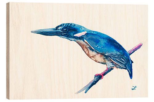 Hout print Azure Kingfisher