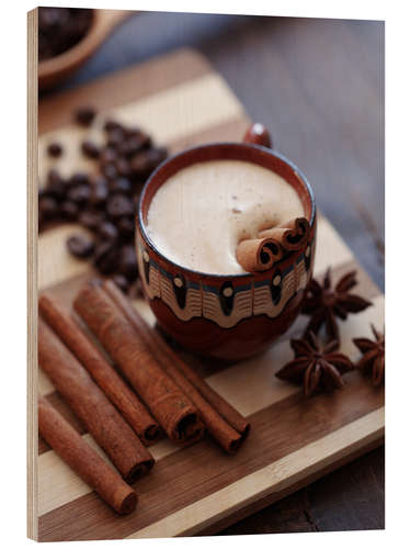 Wood print Coffee with Cinnamon