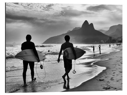 Aluminium print Two Surfers on the Beach