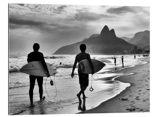 Tableau en plexi-alu Deux surfeurs sur la plage