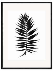 Gerahmter Kunstdruck Palmenblatt Schwarz