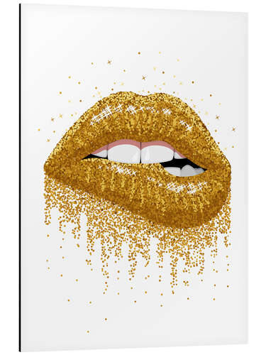 Aluminium print Golden Glitter Mouth