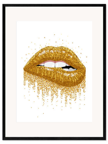 Gerahmter Kunstdruck Goldener Glitzermund