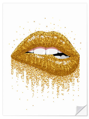 Selvklebende plakat Golden Glitter Mouth