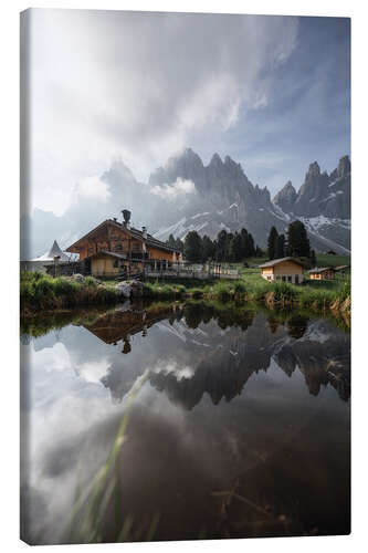 Canvas print Geisleralm Reflection