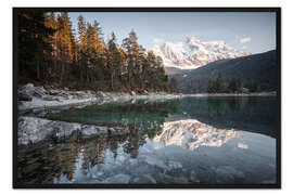 Gerahmter Kunstdruck Spiegelung der Zugspitze im Eibsee