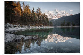 Foam board print Reflection of the Zugspitze in the Eibsee