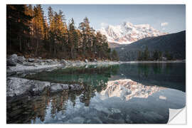 Adesivo murale Reflection of the Zugspitze in the Eibsee