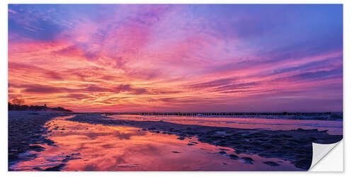 Selvklæbende plakat Colorful Sunset at the Sea