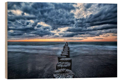 Wood print Dramatic Sunset