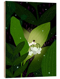 Tableau en bois Night fairy reading
