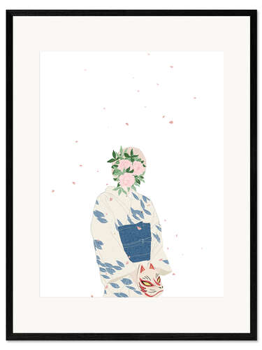 Impressão artística com moldura Kitsune - Japanese Peony