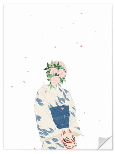 Vinilo para la pared Kitsune - Japanese Peony