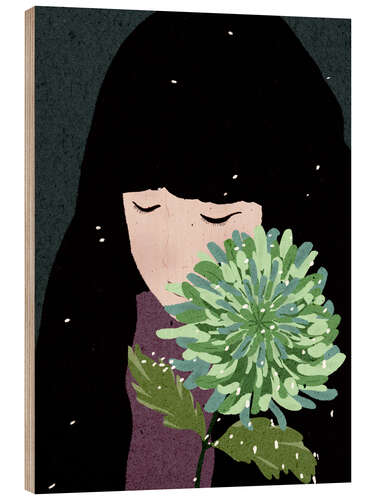 Tableau en bois Winter Chrysanthemum
